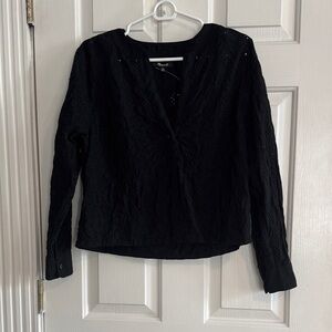 Madewell Black Eyelet Shirt XXS